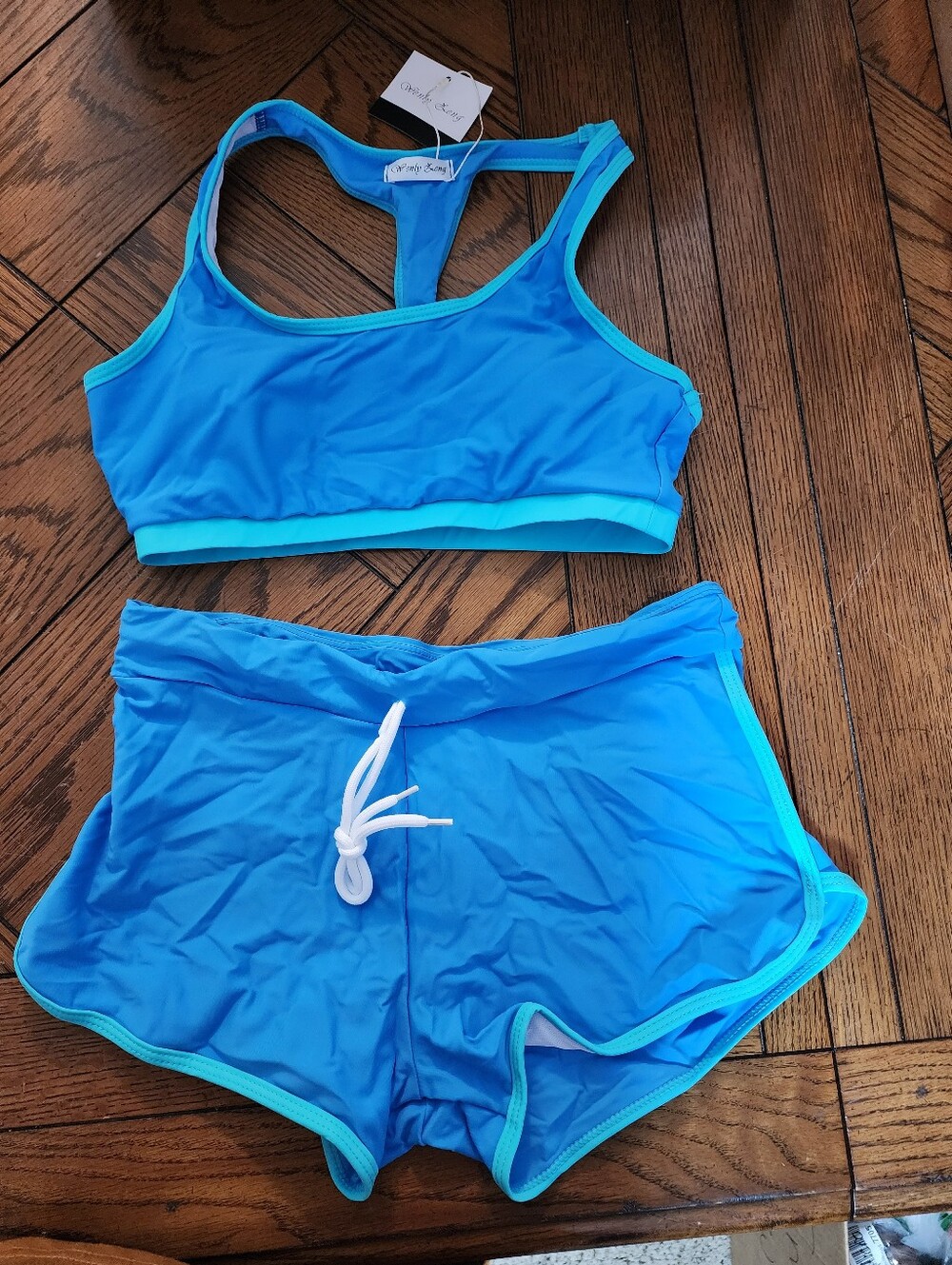 A4: 2pc bathing suit, two tone blue